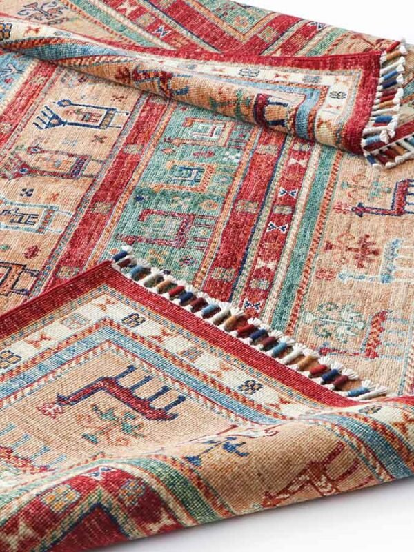Alfombra tribal artesanal roja
