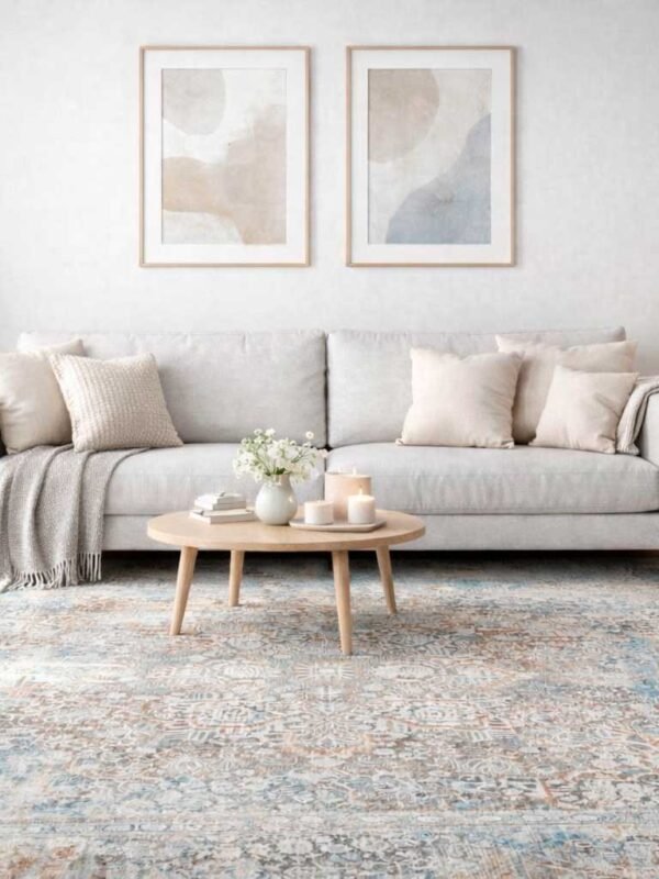 Alfombra clásica moderna en tonos azul