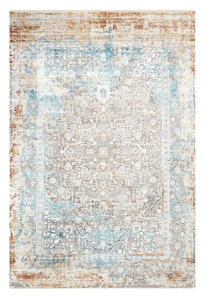 Alfombra clásica moderna en tonos azul