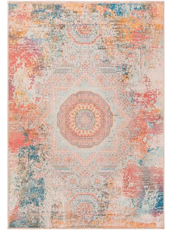 Alfombra vintage multicolor estilo turco para salón moderno