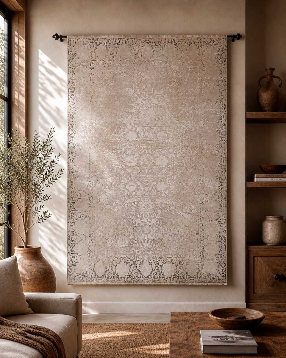 alfombra moderna beige para salón