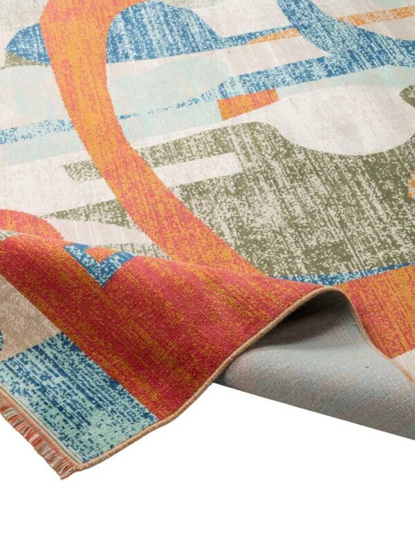 Alfombra abstracta multicolor Matisse con diseño geométrico en azul, terracota y beige