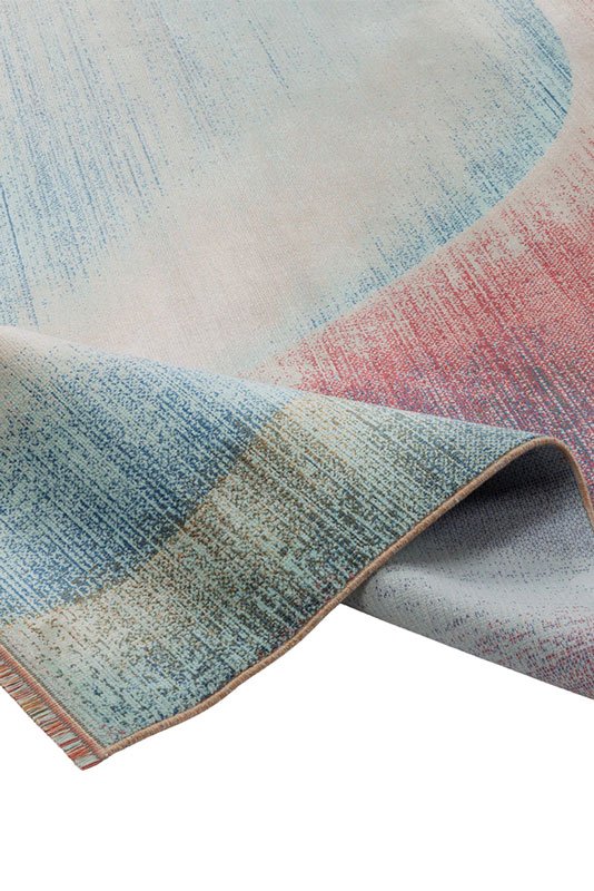 Alfombra moderna abstracta Aurora en tonos azul, turquesa, rosa y beige