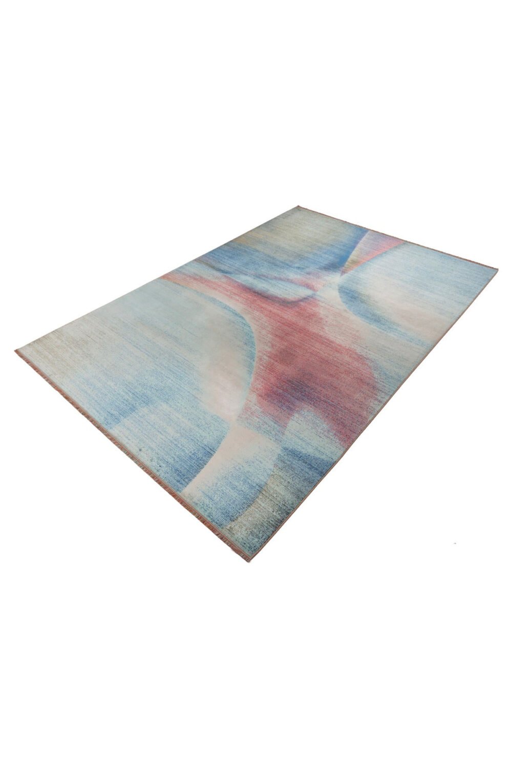 Alfombra moderna abstracta Aurora en tonos azul, turquesa, rosa y beige
