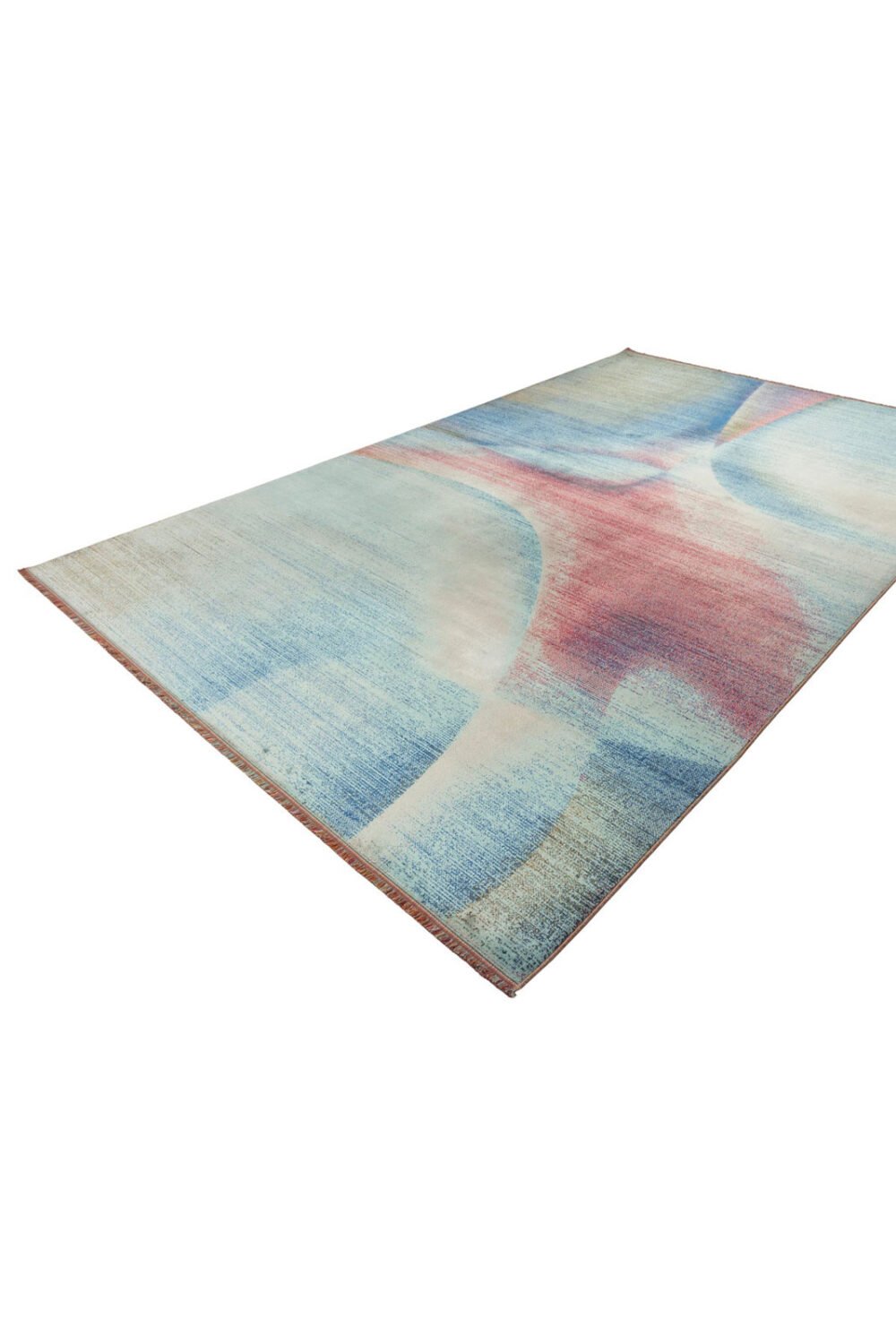 Alfombra moderna abstracta Aurora en tonos azul, turquesa, rosa y beige